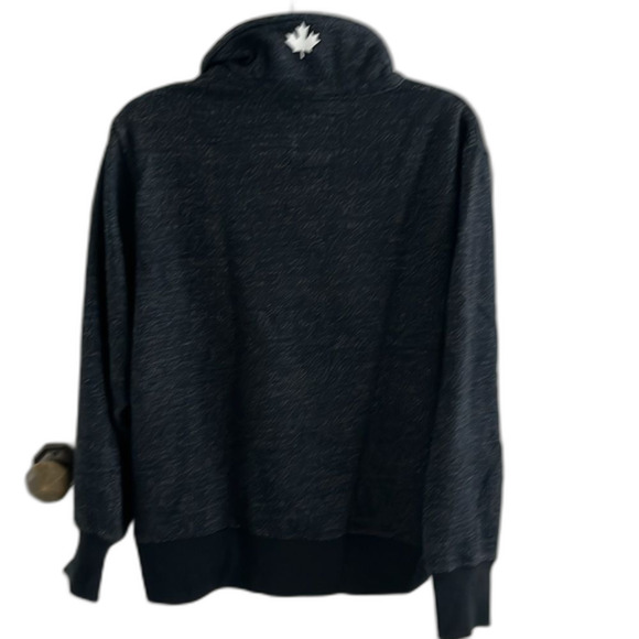 ROOTS Canada Black oversized Pullover Quarter Zip Sweatshirt Womens Size XS - Picture 5 of 8